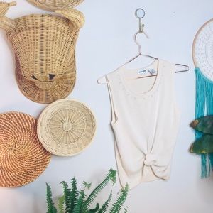 Vintage Tops - vtg vsco beaded ribbed tan sweater tank top Vintage Tops - vtg vsco beaded ribbed tan sweater tank top